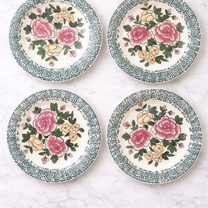 Vintage Floral Stoneware Dinner Plates|Set of 4|Cottagecore|Farmhouse
